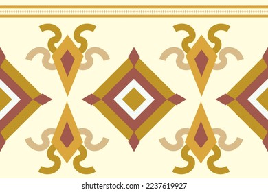 Ethnic fabric pattern geometric style. Sarong Aztec Ethnic oriental pattern traditional cream background. Abstract,vector,illustration. use for texture,clothing,wrapping,decoration,carpet. 