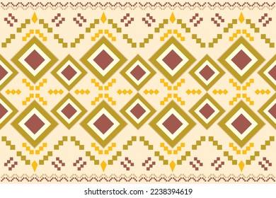 Ethnic fabric pattern geometric style. Sarong Aztec Ethnic oriental pattern traditional white Cream background. Abstract,vector,illustration. use for texture,clothing,wrapping,decoration,carpet.