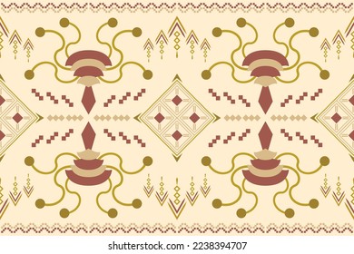 Ethnic fabric pattern geometric style. Sarong Aztec Ethnic oriental pattern traditional white Cream background. Abstract,vector,illustration. use for texture,clothing,wrapping,decoration,carpet.