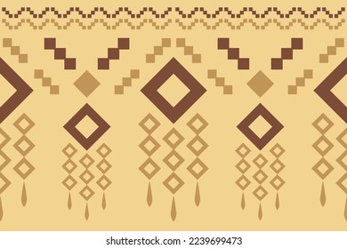 Ethnische Stoffmuster Muster geometrischen Stil. Sarong Aztec Ethnisch-orientalisches Muster traditionelle braune Creme Hintergrund. Abstrakt, Vektorgrafik, Illustration. Für Textur, Kleidung, Umhüllung, Dekoration, Teppich. 