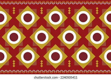 Ethnic fabric pattern geometric style. Sarong Aztec Ethnic oriental pattern traditional Crimson red background. Abstract,vector,illustration. use for texture,clothing,wrapping,decoration,carpet.