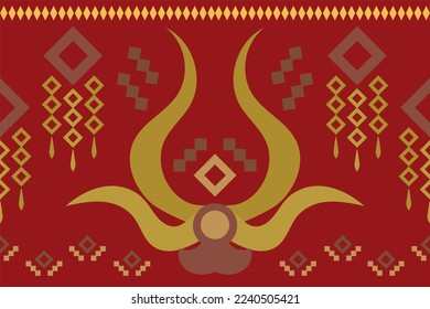 Estilo geométrico del tejido étnico. Patrón oriental étnico sarong azteca tradicional fondo rojo Crimson. Resumen,vector,ilustración. uso para textura, ropa, envoltura, decoración, alfombra.