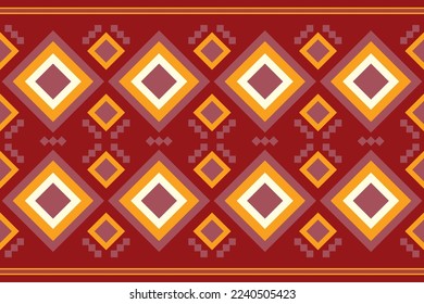 Ethnische Stoffmuster Muster geometrischen Stil. Sarong Aztec Ethnisch-orientalisches Muster traditionelle Crimson-roter Hintergrund. Abstrakt, Vektorgrafik, Illustration. Verwendung für Textur, Kleidung, Umhüllung, Dekoration, Teppich.