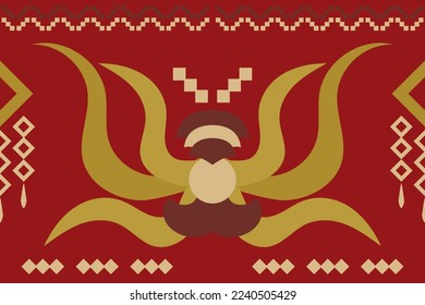 Estilo geométrico del tejido étnico. Patrón oriental étnico sarong azteca tradicional fondo rojo Crimson. Resumen,vector,ilustración. uso para textura, ropa, envoltura, decoración, alfombra.
