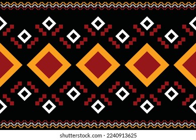 Ethnic fabric pattern geometric style. Sarong Aztec Ethnic oriental pattern traditional dark black background. Abstract,vector,illustration. use for texture,clothing,wrapping,decoration,carpet.