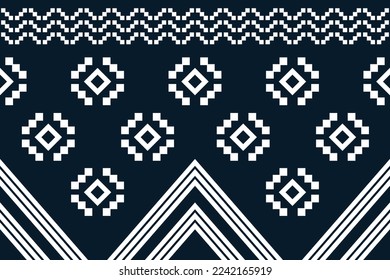 Ethnic fabric pattern geometric style. Sarong Aztec Ethnic oriental pattern traditional dark blue background. Abstract,vector,illustration. use for texture,clothing,wrapping,decoration,carpet.