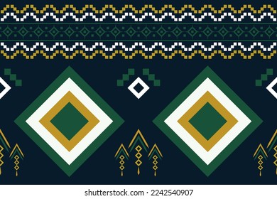 Ethnic fabric pattern geometric style. Sarong Aztec Ethnic oriental pattern traditional dark blue background. Abstract,vector,illustration. use for texture,clothing,wrapping,decoration,carpet.