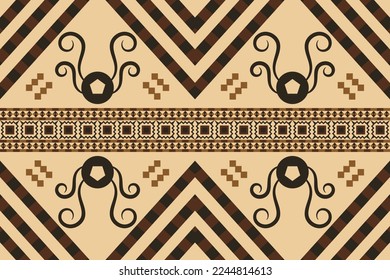 Ethnic fabric pattern geometric style. Sarong Aztec Ethnic oriental pattern traditional orange background. Abstract,vector,illustration. use for texture,clothing,wrapping,decoration,carpet.