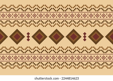 Ethnic fabric pattern geometric style. Sarong Aztec Ethnic oriental pattern traditional orange background. Abstract,vector,illustration. use for texture,clothing,wrapping,decoration,carpet.