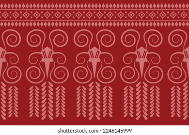 Ethnic fabric pattern geometric style. Sarong Aztec Ethnic oriental pattern traditional crimson red background. Abstract,vector,illustration. use for texture,clothing,wrapping,decoration,carpet.