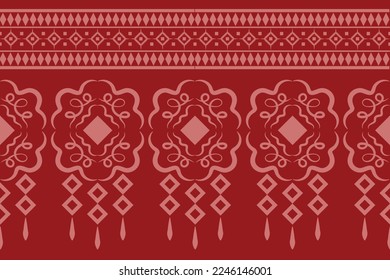 Ethnic fabric pattern geometric style. Sarong Aztec Ethnic oriental pattern traditional crimson red background. Abstract,vector,illustration. use for texture,clothing,wrapping,decoration,carpet.