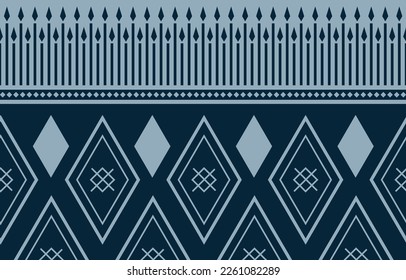 Estilo geométrico del tejido étnico. Sarong Aztec Patrón étnico oriental tradicional cielo azul marino fondo azul marino. Resumen,vector,ilustración. Textura, ropa, envoltura, decoración, alfombra.