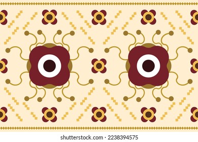 Estilo geométrico del patrón de tejido étnico.Sarong Aztec Patrón étnico oriental flor tradicional color crema. Resumen,vector,ilustración. uso para textura, ropa, envoltura, decoración, alfombra.
