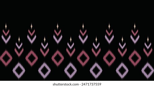 Ethnic fabric pattern. ikat ethnic fabric pattern design on a black background.