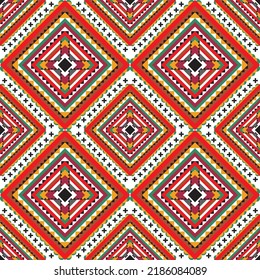 Arte de ikat abstracto étnico. Patrón sin foco en el bordado tribal, folclórico,
de estilo mexicano. Impresión de ornamentos de arte geométrico azteca.Diseño de alfombras,
 papel pintado, prendas de vestir, envolturas, tejidos, revestimientos, textiles