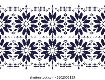 ethnic fabric seamless pattern, blue and white color, design for cloth, carpet, batik, wallpaper, wrapping etc.