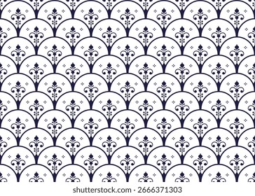 ethnic fabric seamless pattern, blue and white style, design for cloth, carpet, batik, wallpaper, wrapping etc.
