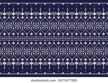 Patrón inconsútil de la tela étnica, estilo azul y blanco, diseño para la tela, alfombra, batik, Fondo de pantalla, envoltura etc.