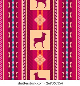 Ethnic fabric seamless pattern with lamas 