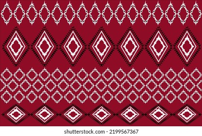 Ethnic fabric texture dark red white black zizzag vintage geometric decoration cover background native art