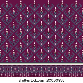 Ethnic fabric texture pattern Abstract Geometric Vector Aztec oriental illustration retro embroidery repeating