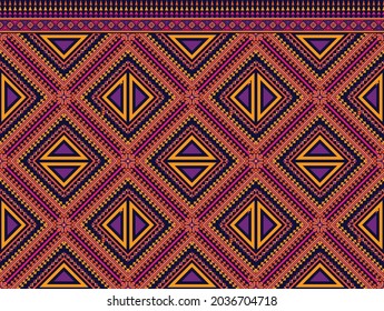 Ethnic fabric texture pattern Abstract Geometric Vector Aztec oriental illustration retro embroidery repeating 