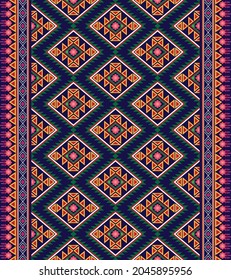 Ethnic fabric texture pattern Abstract Geometric Vector Aztec oriental illustration retro embroidery repeating 