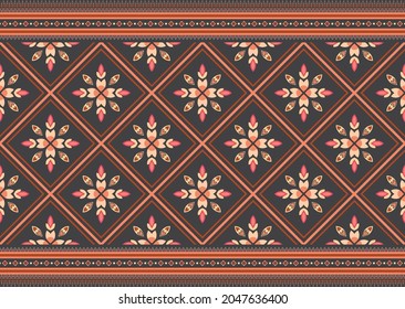 Ethnic fabric texture pattern Abstract Geometric Vector Aztec oriental illustration retro embroidery repeating 