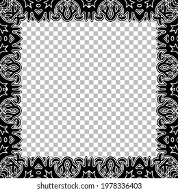 Ethnic fashionable creative frame with exclusive national flavor. Geometric isolated black white element for ornament. Template for creativity, coloring, presentations.