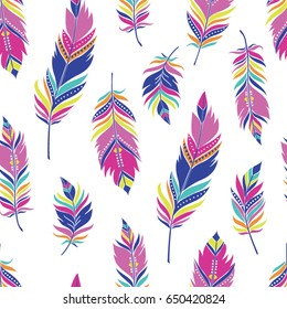 Ethnic feathers seamless pattern.