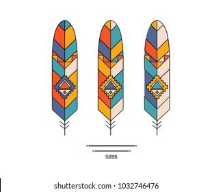 Ethnic feathers vector illustration