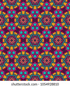 ethnic festive pattern for fabric. Abstract geometric colorful vintage seamless pattern ornamental cell