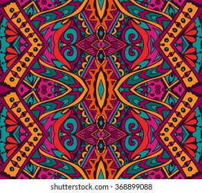 ethnic festive pattern for fabric. Abstract geometric colorful  intricate seamless pattern ornamental. 