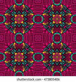 ethnic festive pattern for fabric. Abstract geometric colorful vintage seamless pattern ornamental.