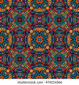 ethnic festive pattern for fabric. Abstract geometric colorful vintage seamless pattern ornamental.