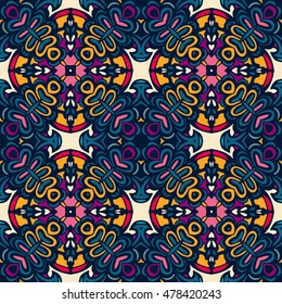 ethnic festive pattern for fabric. Abstract geometric colorful vintage seamless pattern ornamental.