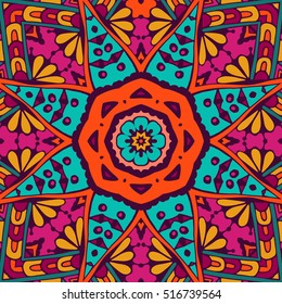 ethnic festive pattern for fabric. Abstract geometric colorful intricate seamless pattern ornamental.