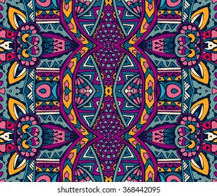 ethnic festive pattern for fabric. Intricate geometric colorful vintage seamless pattern ornamental. 