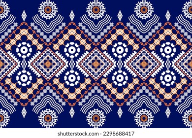 Ethnic Figure aztec embroidery style. Geometric ikat oriental traditional art pattern.Design for ethnic background,wallpaper,fashion,clothing,wrapping,fabric,element,sarong,graphic,vector illustration