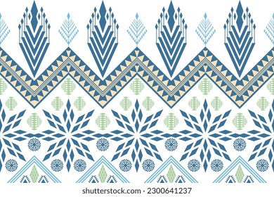 Figura étnica estilo de bordado azteca. Patrón de arte tradicional oriental de ikat geométrico.Diseño para fondo étnico, papel pintado, moda, ropa, envoltura, tela, elemento, sarong,gráfico,ilustración vectorial