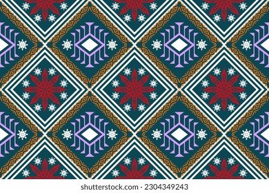 Ethnic Figure aztec embroidery style. Geometric ikat oriental traditional art pattern.Design for ethnic background,wallpaper,fashion,clothing,wrapping,fabric,element,sarong,graphic,vector illustration