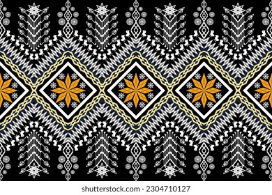 Ethnic Figure aztec embroidery style. Geometric ikat oriental traditional art pattern.Design for ethnic background,wallpaper,fashion,clothing,wrapping,fabric,element,sarong,graphic,vector illustration