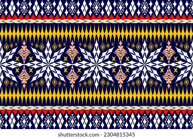 Ethnic Figure aztec embroidery style. Geometric ikat oriental traditional art pattern.Design for ethnic background,wallpaper,fashion,clothing,wrapping,fabric,element,sarong,graphic,vector illustration