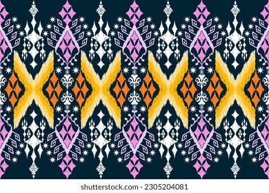 Ethnic Figure aztec embroidery style. Geometric ikat oriental traditional art pattern.Design for ethnic background,wallpaper,fashion,clothing,wrapping,fabric,element,sarong,graphic,vector illustration