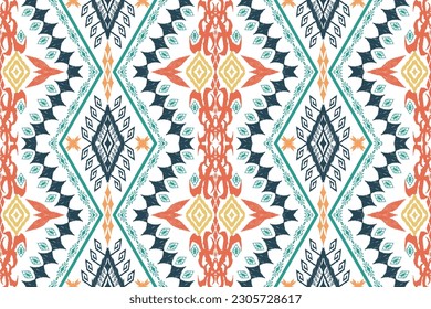 Ethnic Figure aztec embroidery style. Geometric ikat oriental traditional art pattern.Design for ethnic background,wallpaper,fashion,clothing,wrapping,fabric,element,sarong,graphic,vector illustration