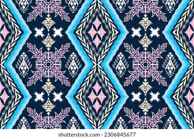 Ethnic Figure aztec embroidery style. Geometric ikat oriental traditional art pattern.Design for ethnic background,wallpaper,fashion,clothing,wrapping,fabric,element,sarong,graphic,vector illustration