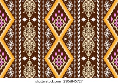 Ethnic Figure aztec embroidery style. Geometric ikat oriental traditional art pattern.Design for ethnic background,wallpaper,fashion,clothing,wrapping,fabric,element,sarong,graphic,vector illustration