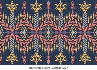 Ethnic Figure aztec embroidery style. Geometric ikat oriental traditional art pattern.Design for ethnic background,wallpaper,fashion,clothing,wrapping,fabric,element,sarong,graphic,vector illustration