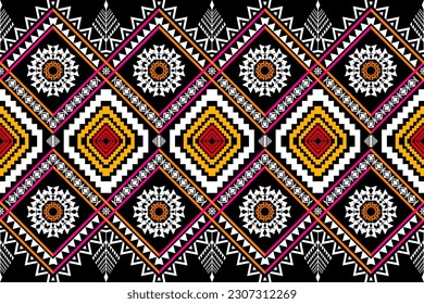 Ethnic Figure aztec embroidery style. Geometric ikat oriental traditional art pattern.Design for ethnic background,wallpaper,fashion,clothing,wrapping,fabric,element,sarong,graphic,vector illustration