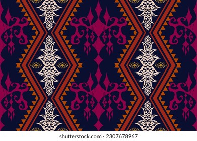 Ethnic Figure aztec embroidery style. Geometric ikat oriental traditional art pattern.Design for ethnic background,wallpaper,fashion,clothing,wrapping,fabric,element,sarong,graphic,vector illustration